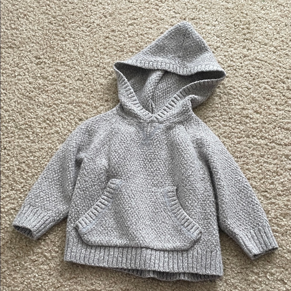 Oshkosh B’gosh Cozy Hooded Knit Pullover - Light Gray - 12m